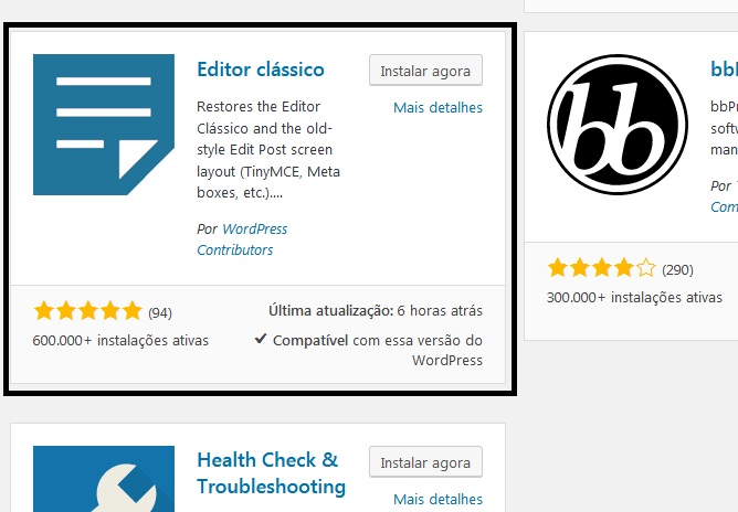 Plugin do Editor Clássico do WordPress